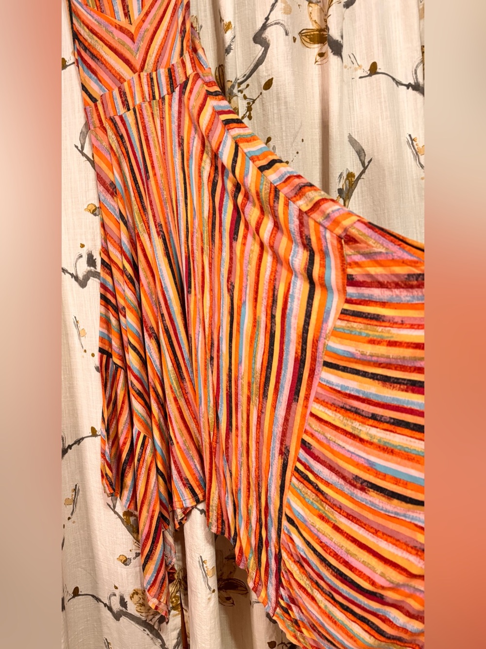 American Rag Multicolor Striped Asymmetrical Handkerchief Hem Dress